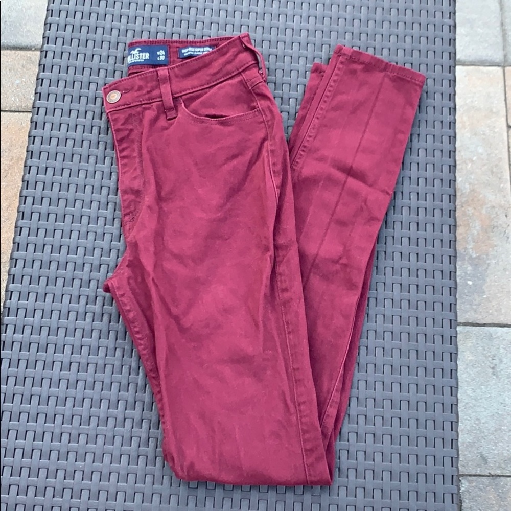 Nwot Hollister Burgundy High Rise Skinny Jeans